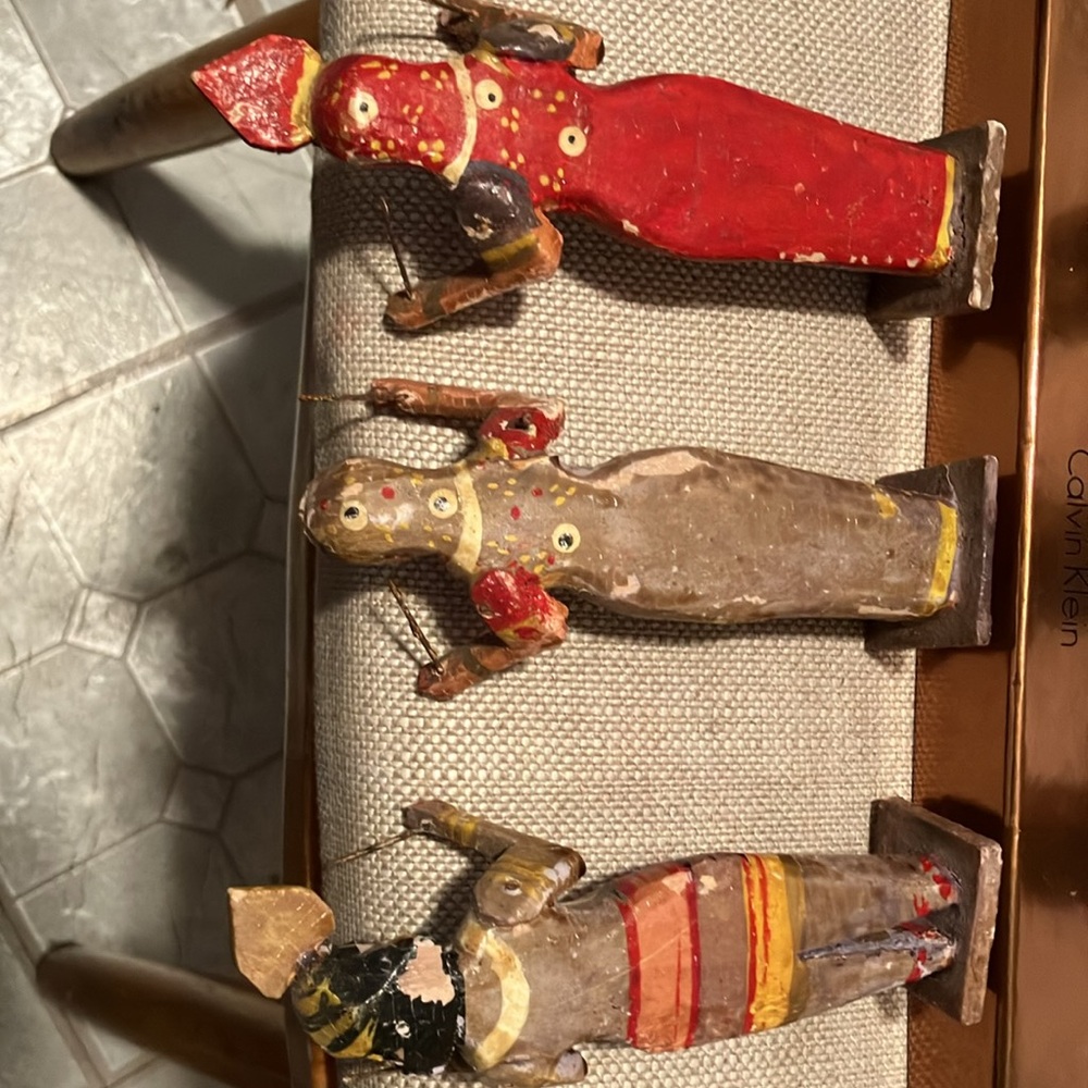 Vintage , hand carved n hand painted wooden 10 pc Egyptian style band each - Picture 6 of 15